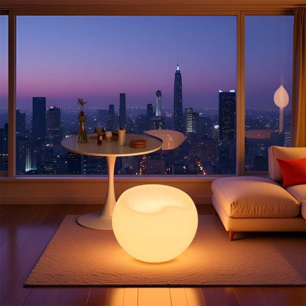 22-inch LED Glow Chair, Illuminated LED Lounger Light Chair w/Remote, 16 Colors Changing Round Glow Side Seat, Rechargeable Recessed Glitter Low Stools for Home Patio Party Mood Lighting Decor
