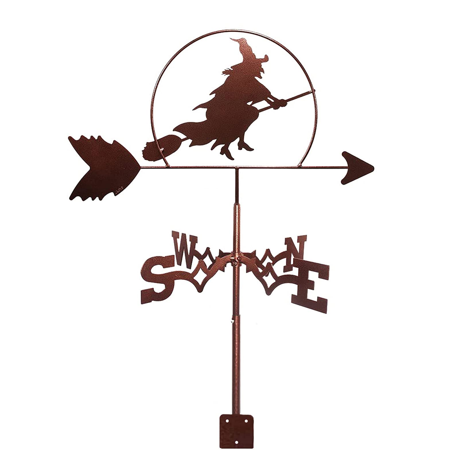 TAXXII Weathervane Witch Wind Vane For Yard with Cat Ornament Garden Stake Measuring Tool Easy Use Metal Direction Indicator