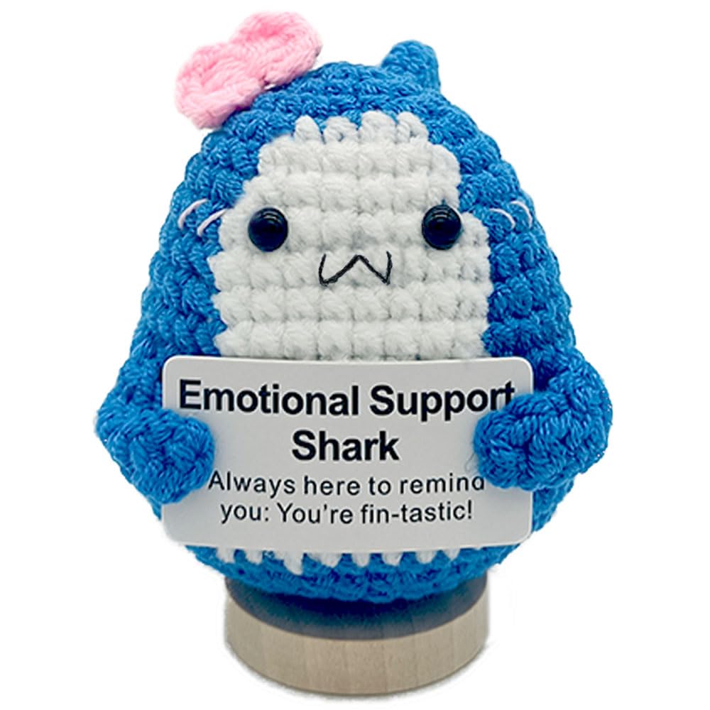 Mini Positive Crochet Dolls, Emotional Support Shark Gifts for Lovers, Friends, Families, Women, Men