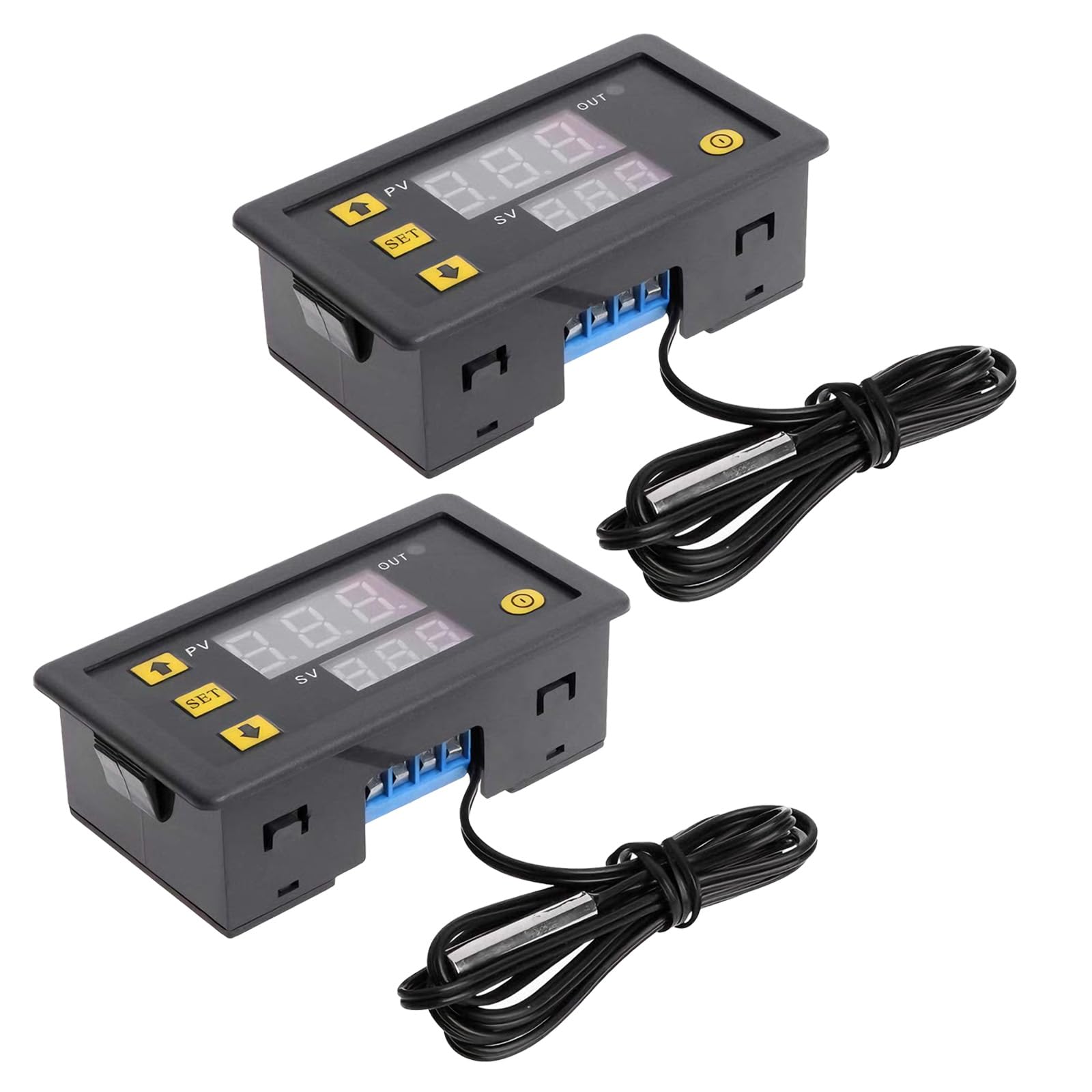 Regulator Temperatury Cyfrowy W3230, 2 Sztuki AC 110V-220V, Termostat z Wyświetlaczem LED 20A i Czujnikiem NTC 10K, Zakres Temperatury od -50℃ do 110℃, Idealny do Lodówek, Zamrażarek i Sy