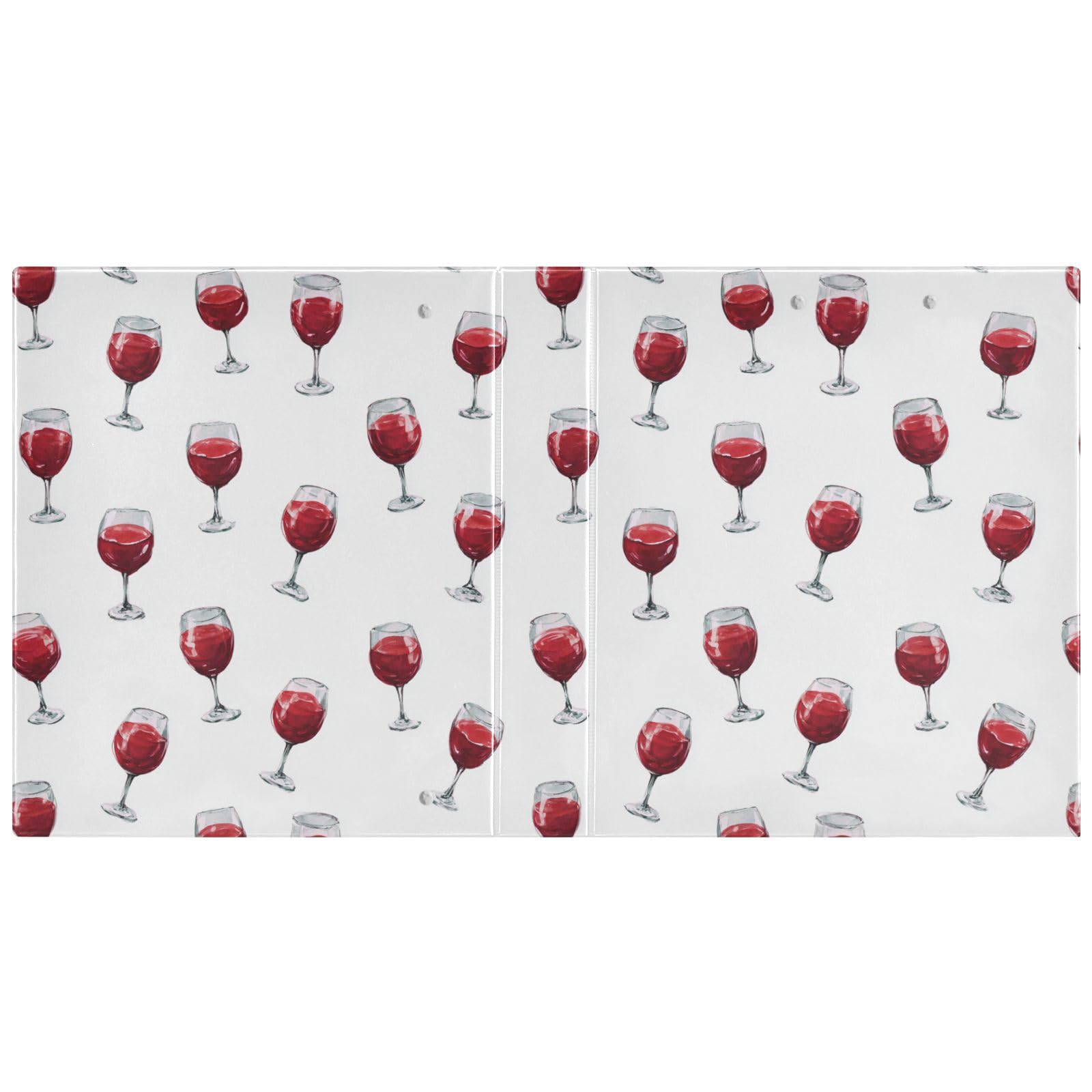 Kcldeci Raccoglitore a 3 anelli con copertina rigida, per bicchieri di vino rosso, 3,8 cm, 200 fogli, per ufficio, casa, rientro a scuola, confezione da 2