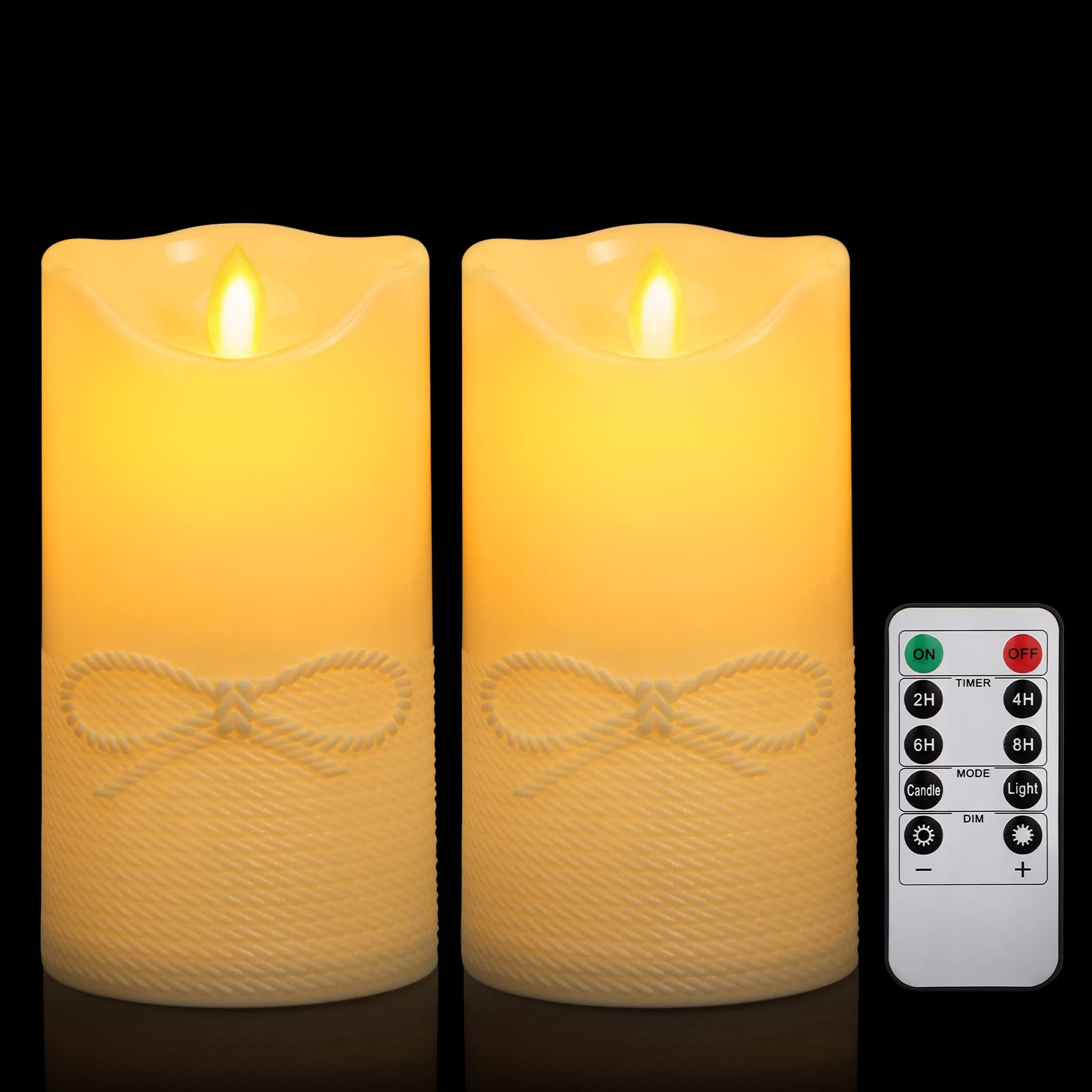 Photo 1 of 2pcks of Daord 2PCS Flickering Flameless Candle Battery Operated & Timer LED Christmas Candles with Realistic Flickering Moving 6” x 3.25” Remote Control for Valentine's Day(Ivory)
