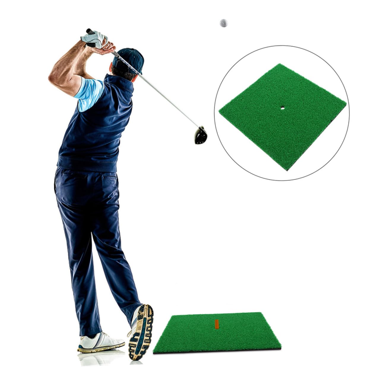 NAMOARLY Golfing Practice Mat 30x30cm Golfs Hitting Pad Outdoor Turf Mat for Training Tool