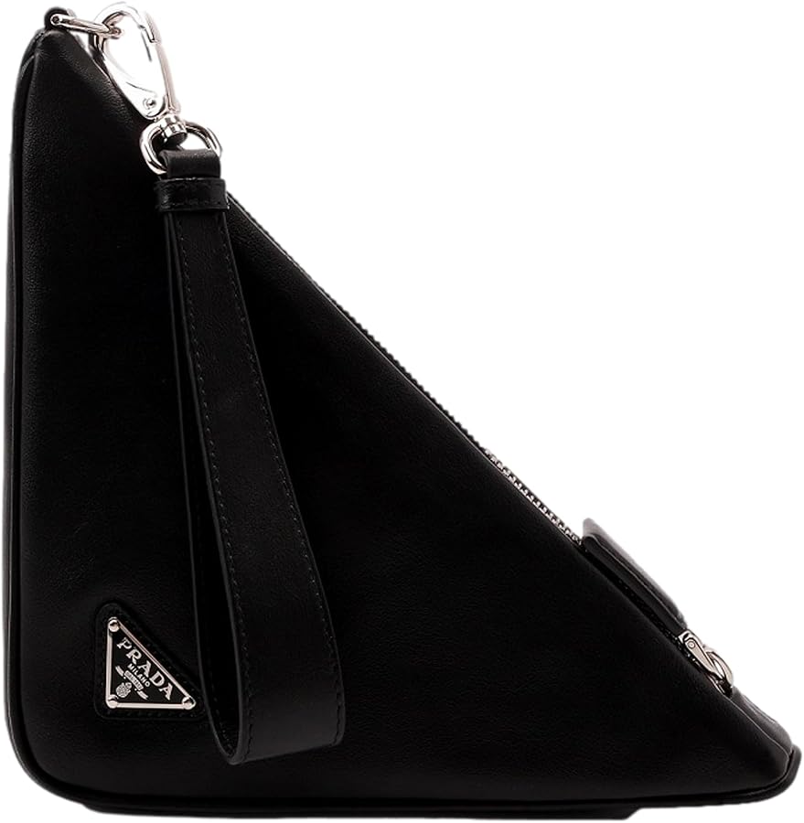 Prada Bags For Women Triangle Leather Clutch Pouch with Embossed