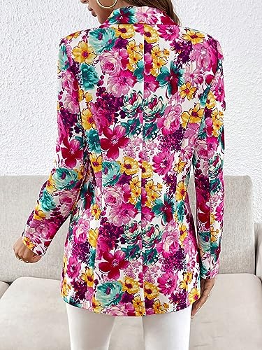 Women's Jackets Fashion Women's Floral Print Single Button Blazer | Casual Lapel Long Sleeve Jacket Jackets & Coats (Color : Multicolor, Size : X-Large)2