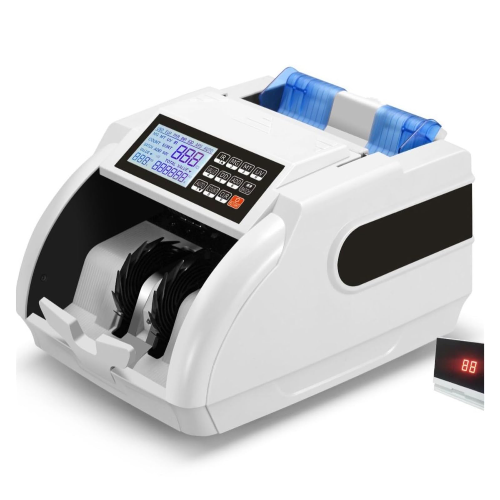 Contatore di banconote multivaluta con doppio display, scanner contanti compatto per la vendita al dettaglio,Rilevamento preciso