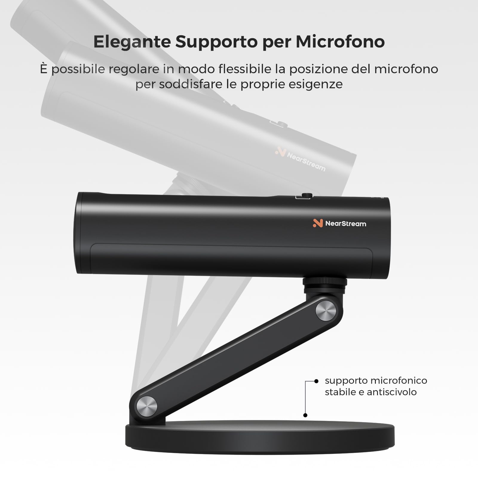 NearStream Microfono a condensatore USB per PC, fotocamera, microfono podcast per streaming/registrazione, microfono desktop con 8 microfoni/cancellazione del rumore/3 modelli polari/controllo