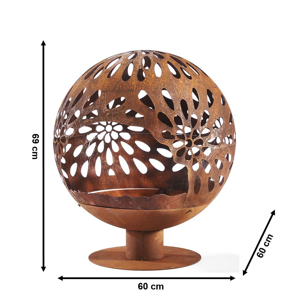 Kobolo Feuerschale Feuerkorb Bloom Kugelform 60x60x69cm 60x60x69 cm