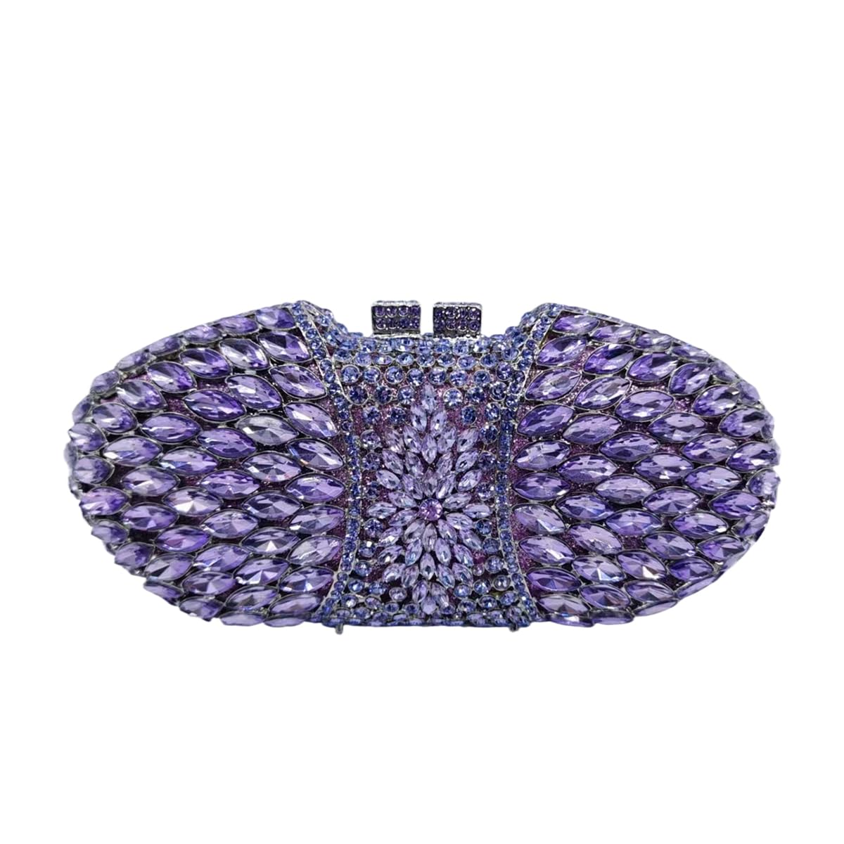 QMLGB Shining Women Rhinestone Clutch Diamond Purse Hollow Out Evening Handbag Party Clutch Bag for Wedding Prom, Violet