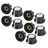 uxcell a13041000ux0108 Silver Tone Top Rotary Knobs for 6 mm Dia. Shaft Potentiometer, 10 Piece, 19 mm, Black
