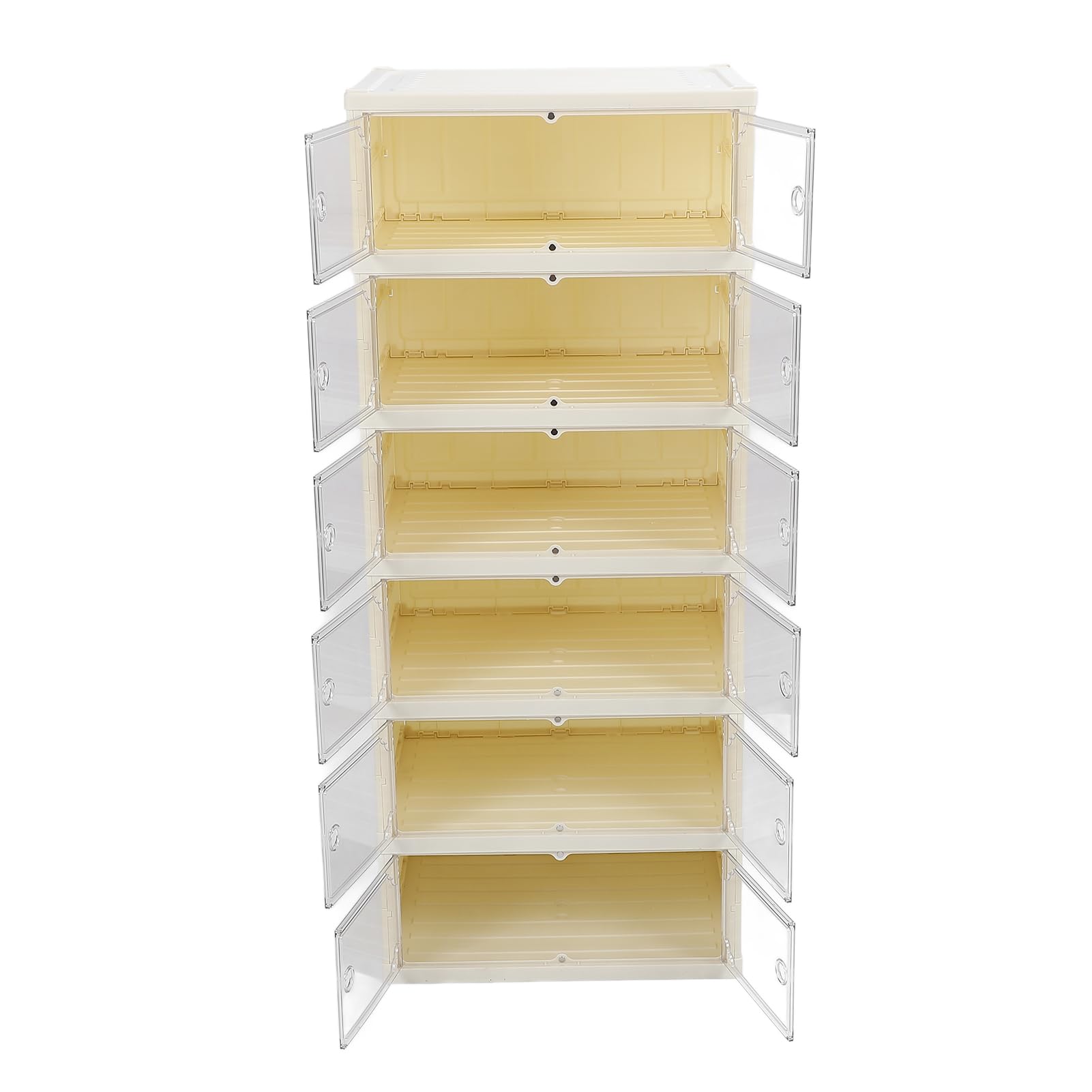 Caja de zapatos plegable apilable con tapa magnética transparente, contenedor de zapatos a prueba de polvo para ropa y juguetes, solución de organización de 6 niveles