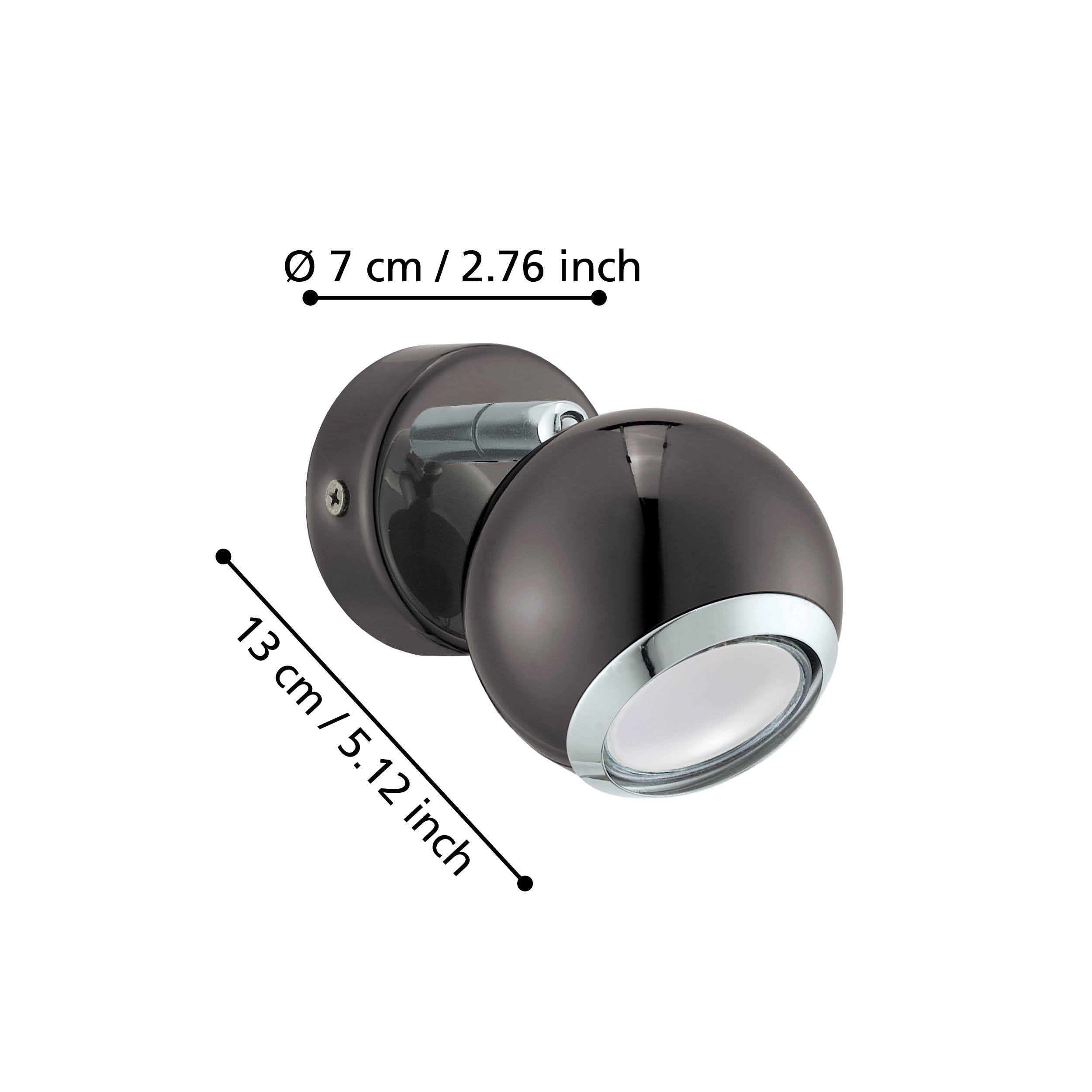 EGLO LED Wandlampe Bimeda, Wandleuchte, Wandstrahler aus Metall in Nickel-Nero und Chrom, Wohnzimmerlampe, Spot inkl. GU10 Leuchtmittel, warmweiß
