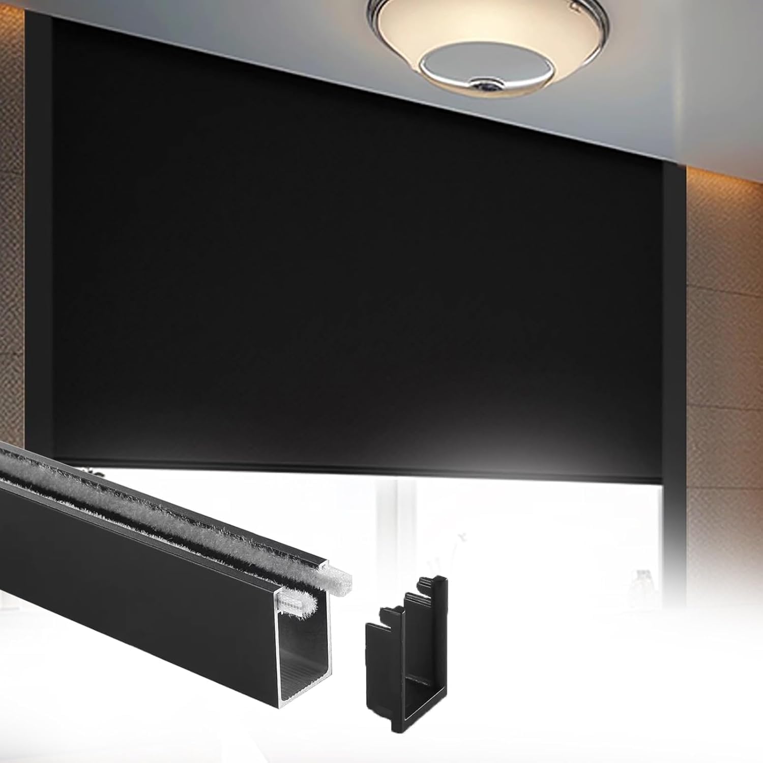 JvFbjLF Aluminium Blackout Side Rails For Curtains, Window Frame Panel Rails(75cm/29.5inch)