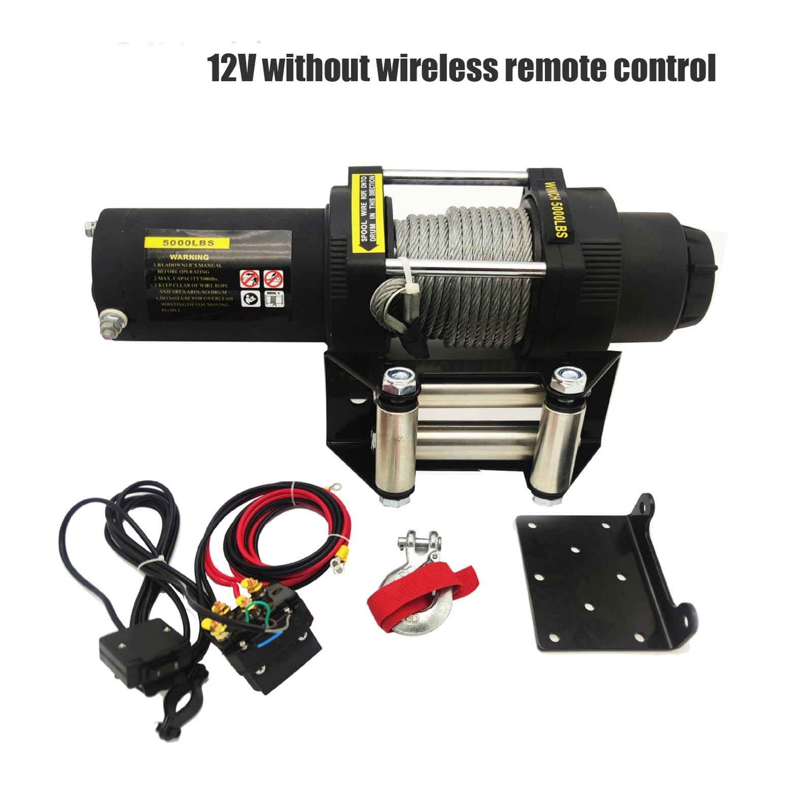 12v/24v 5000 Funtów Lina Syntetyczna Wciągarka Elektryczna Do Trakcji Przenośna Przyczepa Samochodowa Ciężarówka ATV Off Road Ze Sterowaniem Bezprzewodowym Wysoka łAdowność(12V no control)