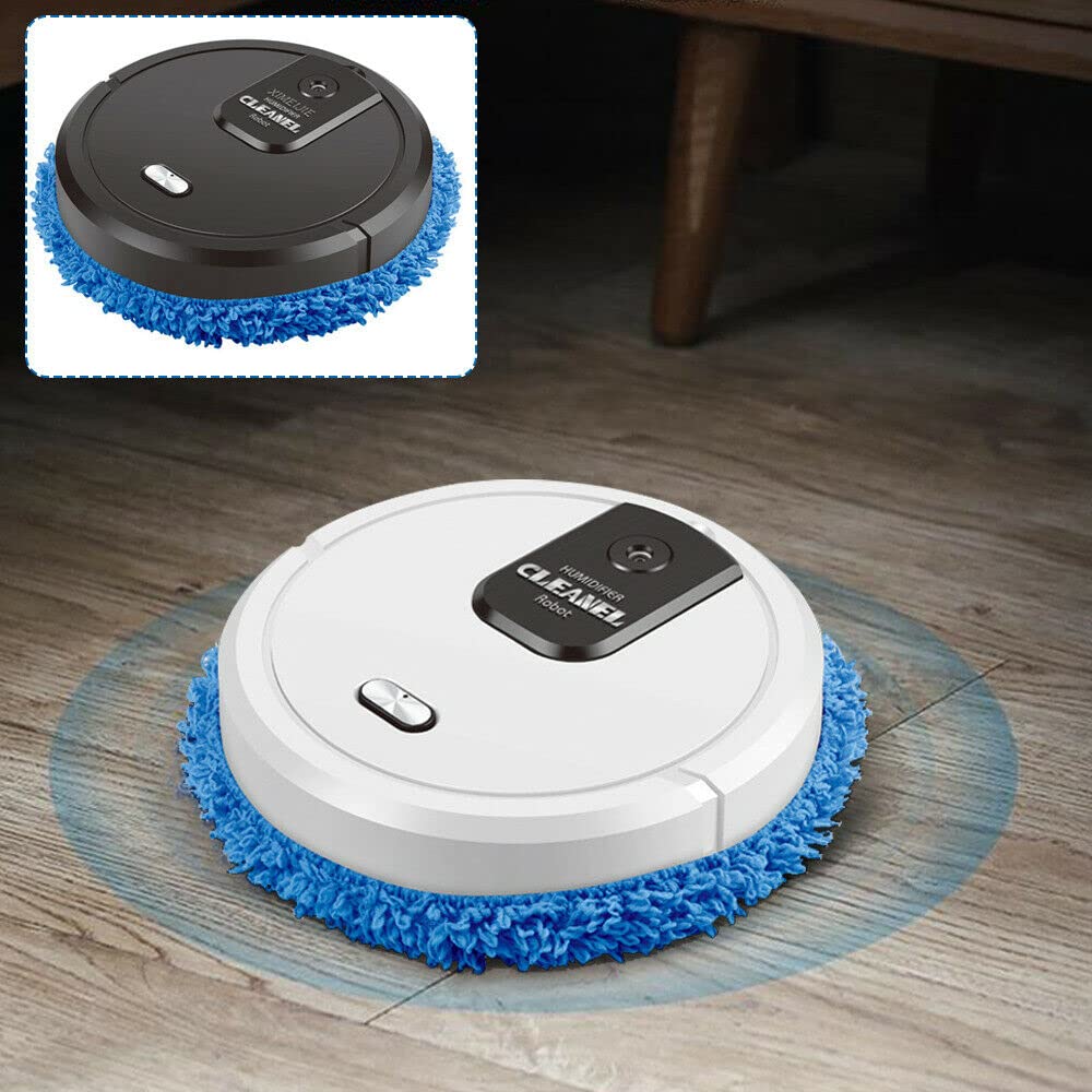Robot aspirador, robot aspirador automático con función de limpieza húmeda/seca, robot aspirador inteligente robot de succión para suelos madera, mármol, azulejos de cerámica (blanco)