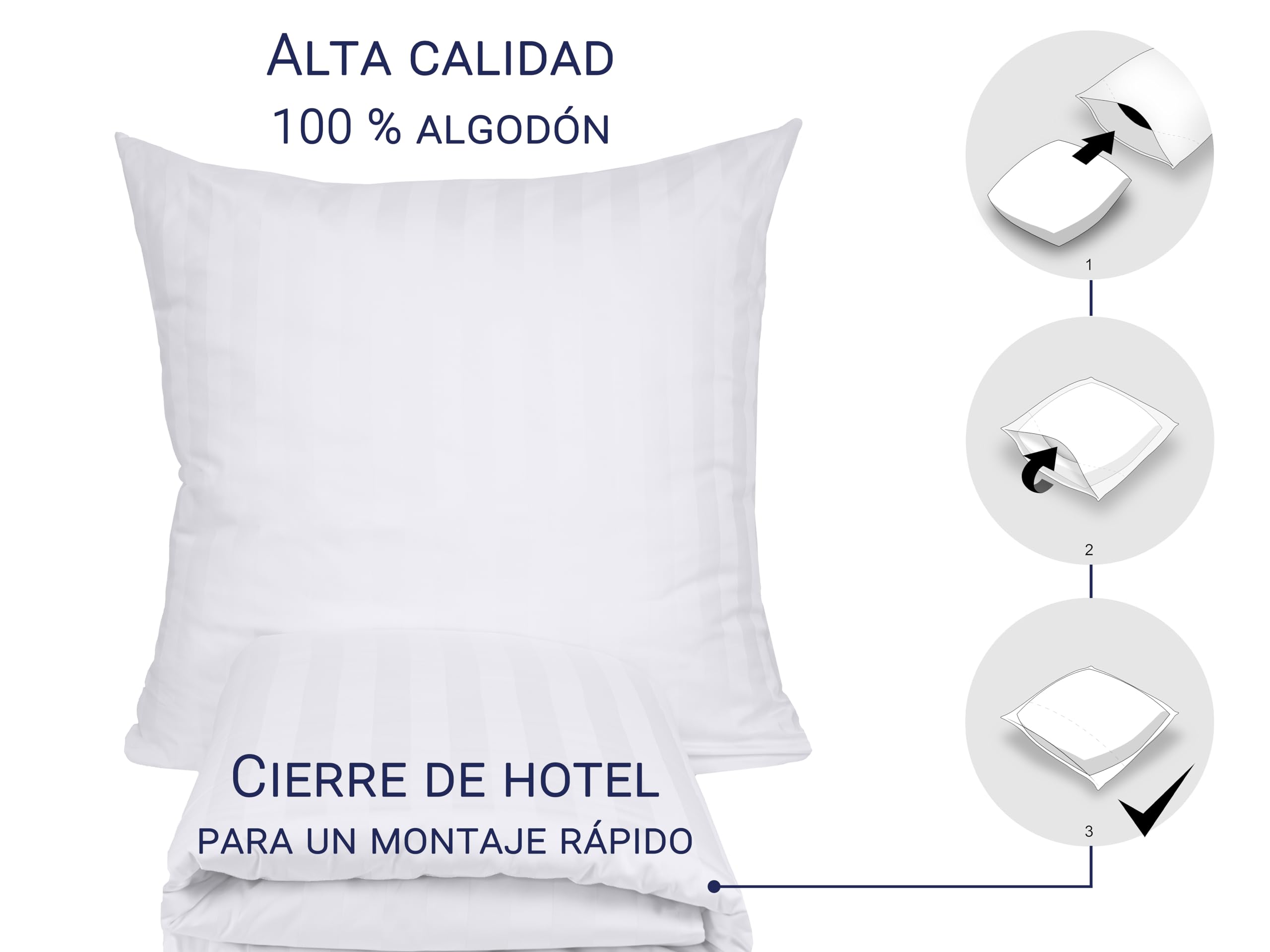 ZOLLNER Ropa de Cama de satén, compuesta por Funda de Almohada y Funda nórdica - 80 x 80 cm + 140 x 200 cm - Elegante diseño a Rayas (20 mm) - algodón - Lavable hasta 95 °C - Calidad hotelera