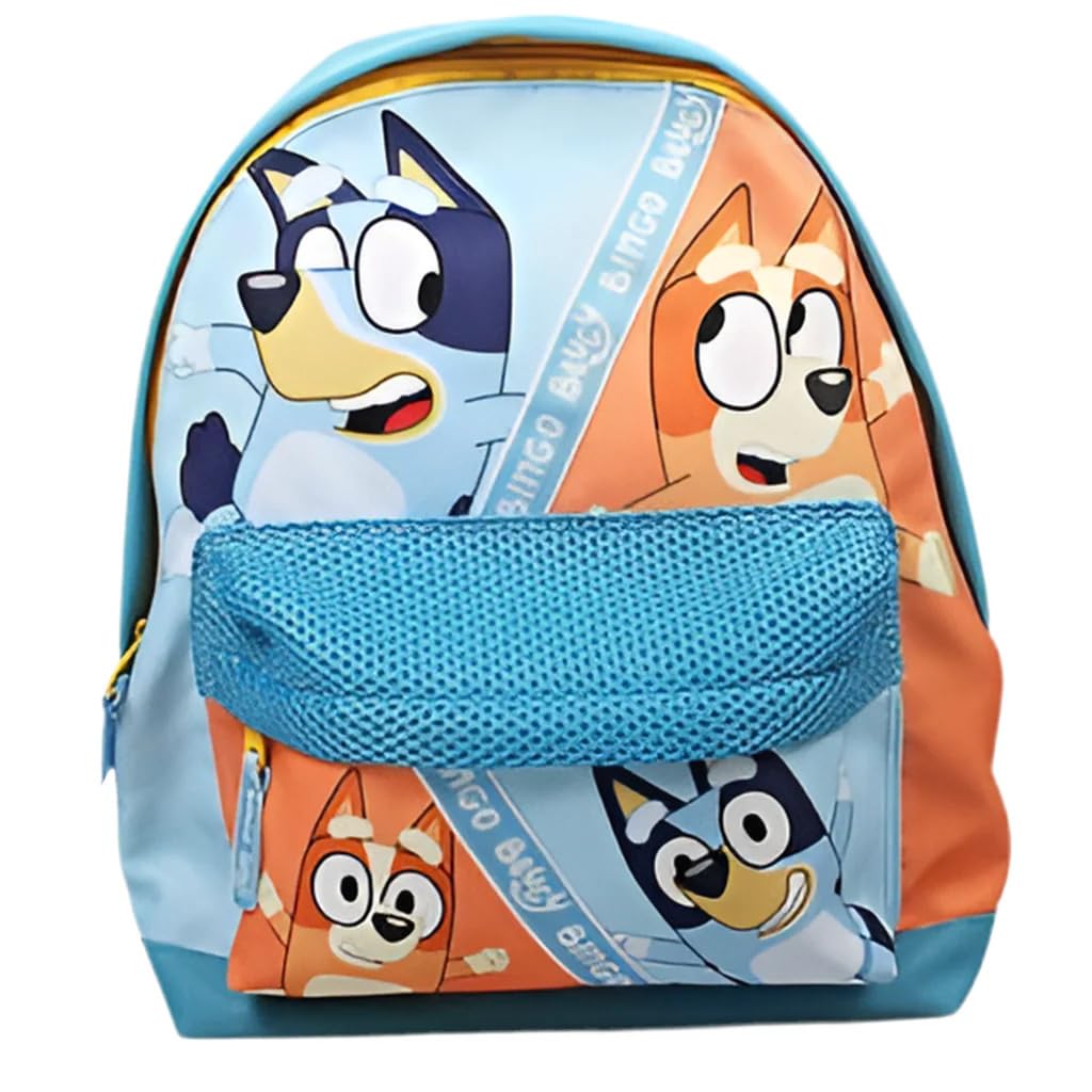 William Lamb Bluey & Bingo Kids Backpack – School Bag with Mesh Pocket – Lightweight & Colourful