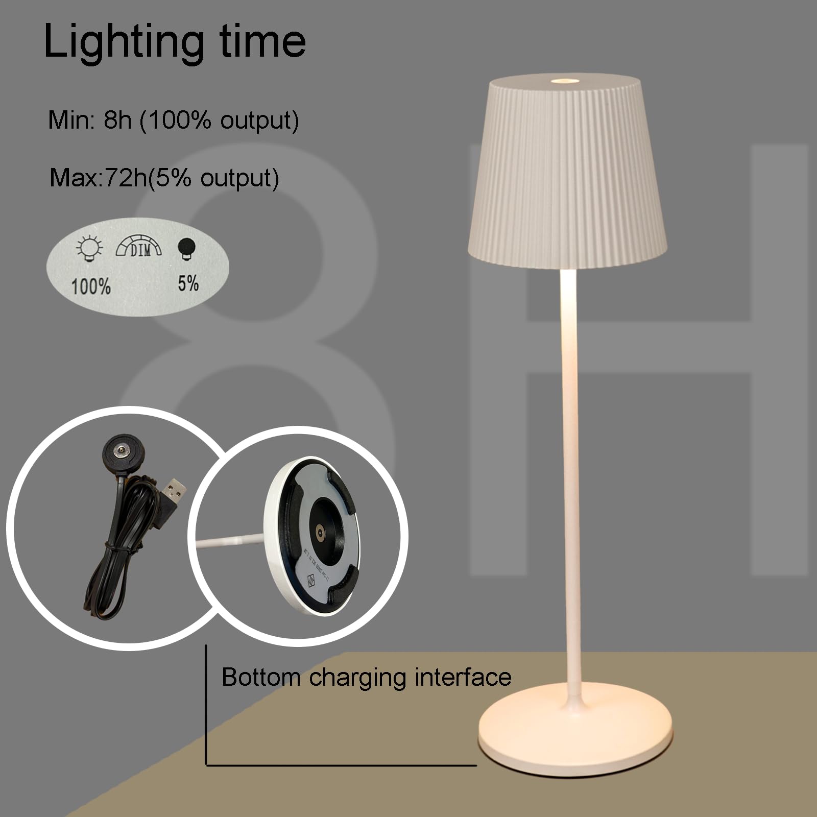 KDG Modern Cordless Small Table Lamps, Portable LED Dimmable Desk Lamp, 5000mAh - View #9