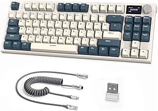 ATTACK SHARK K86 Teclado Mecánico Wireless 75%, Teclado para Juegos Tri-Modo con 2.4G/BT5.0/USB-C Cable, QWERTY TKL 87 Tecla, Pantalla TFT HD de 1.2′ y Perilla, RGB Hot-Swap Linear Switch – Verde