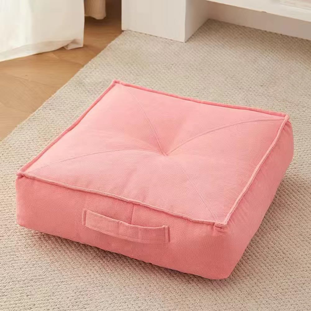 DECAKE Extra Thick 15cm Cotton Booster Cushion Pad for Armchair Office Car & Wheelchair - Round/Square Seat Elderly Post-Operative Comfort (Square Pink 60x60cm)