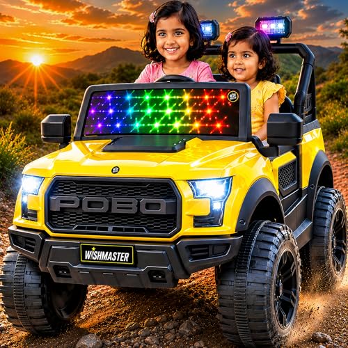 Image of Wishmaster 4x4 Electric Ride-On Car for Kids | 12V Battery Powered SUV Jeep with Remote Control, Manual Drive Mode, LED Lights & Suspension | Off-Road Toy Car for Boys & Girls Aged 2-8 Years