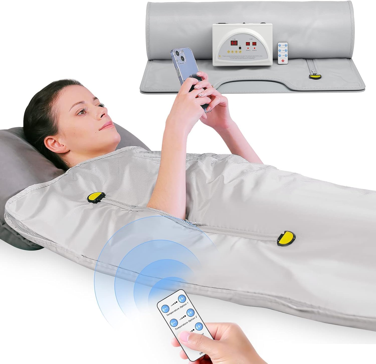 VAYOTOY Infrared Indoor Sauna 2 Zones Professional Home Sauna Portable Oxford Digital Infrared Steam Blanket for Relaxing, Sweating, Detox, Beauty Salon