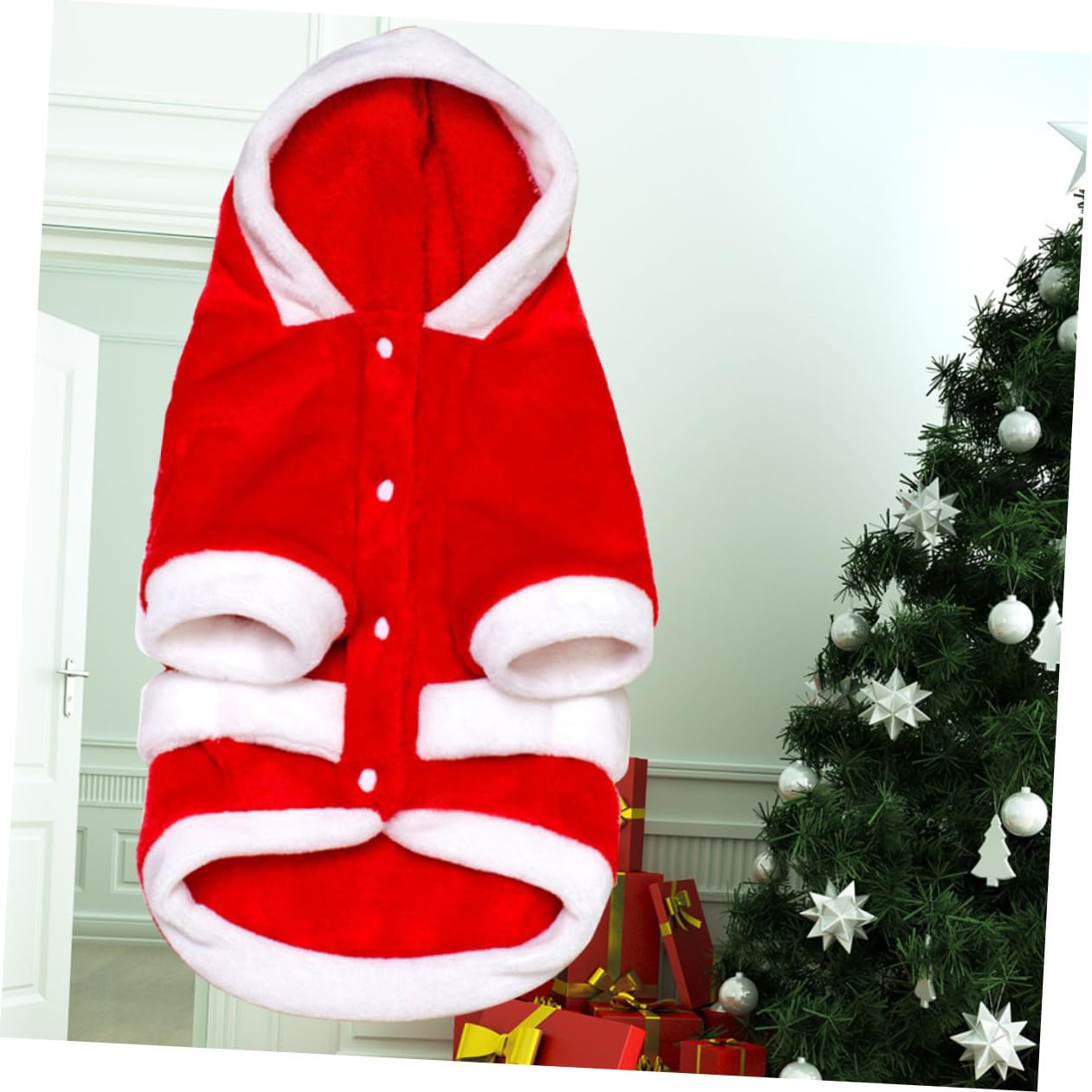 HMJGDHX 3 Pezzi Cappotto Natalizio in Flanella per Cani Abbigliamento Invernale Caldo con Cappuccio per Animali Domestici per Cani Vestito da Festa di Natale