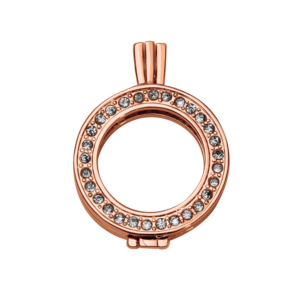 Quiges 25mm Coin Anhänger mit Zirkonia für Damen in verschiedenen Farben