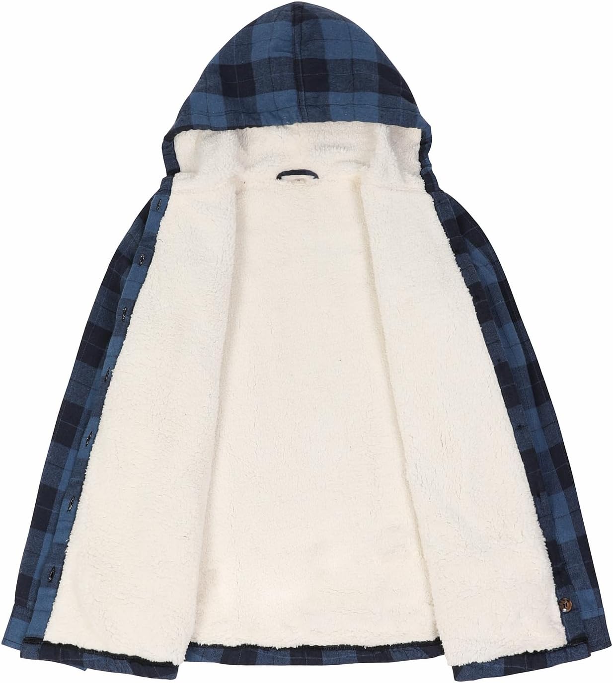 ThCreasa Womens Sherpa Lined Plaid Hooded Flannel Jacket with Hand Pockets Button Down Shirt Jackets - Image 3