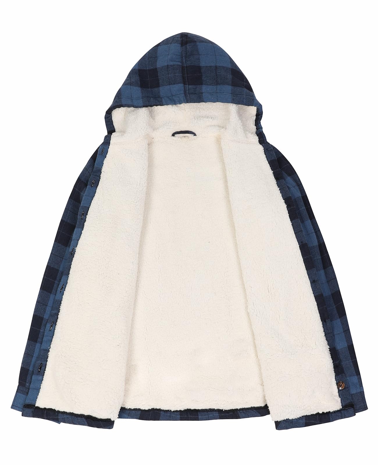ThCreasa Damen-Flanelljacke mit Sherpa-Futter, kariert, mit Kapuze, Eingrifftaschen, Button-Down-Shirt-Jacken
