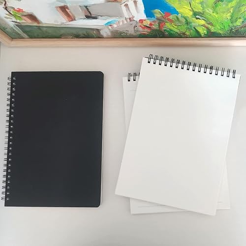 Miniatura 6 de Cuaderno de espiral, cuaderno de diario en espiral, 1 paquete, cuaderno de bocetos de papel en blanco, 6 x 8 pulgadas, negro