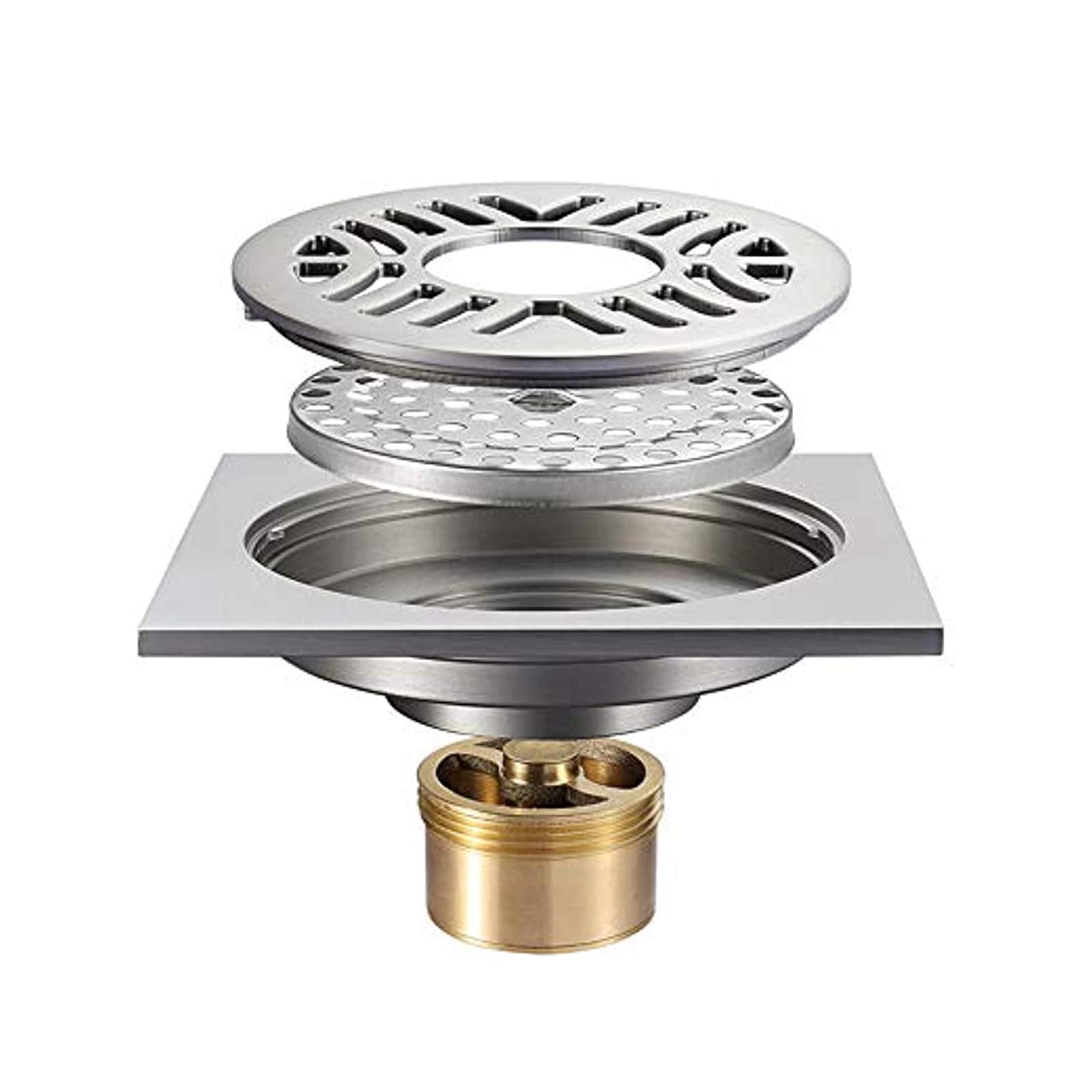 Drain de douche carré en laiton avec grille amovible pour une salle de bain moderne