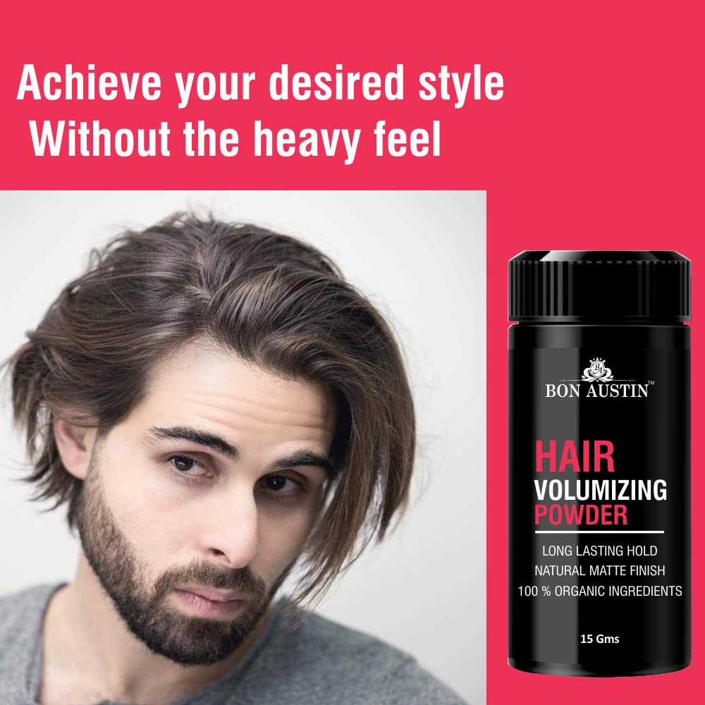 Bon Austin Hair Volumizing Powder strong hold | Matte Finish | 24 hrs hold | Natural & Safe Hair Styling Powder Pack of 1 15 Gms 2