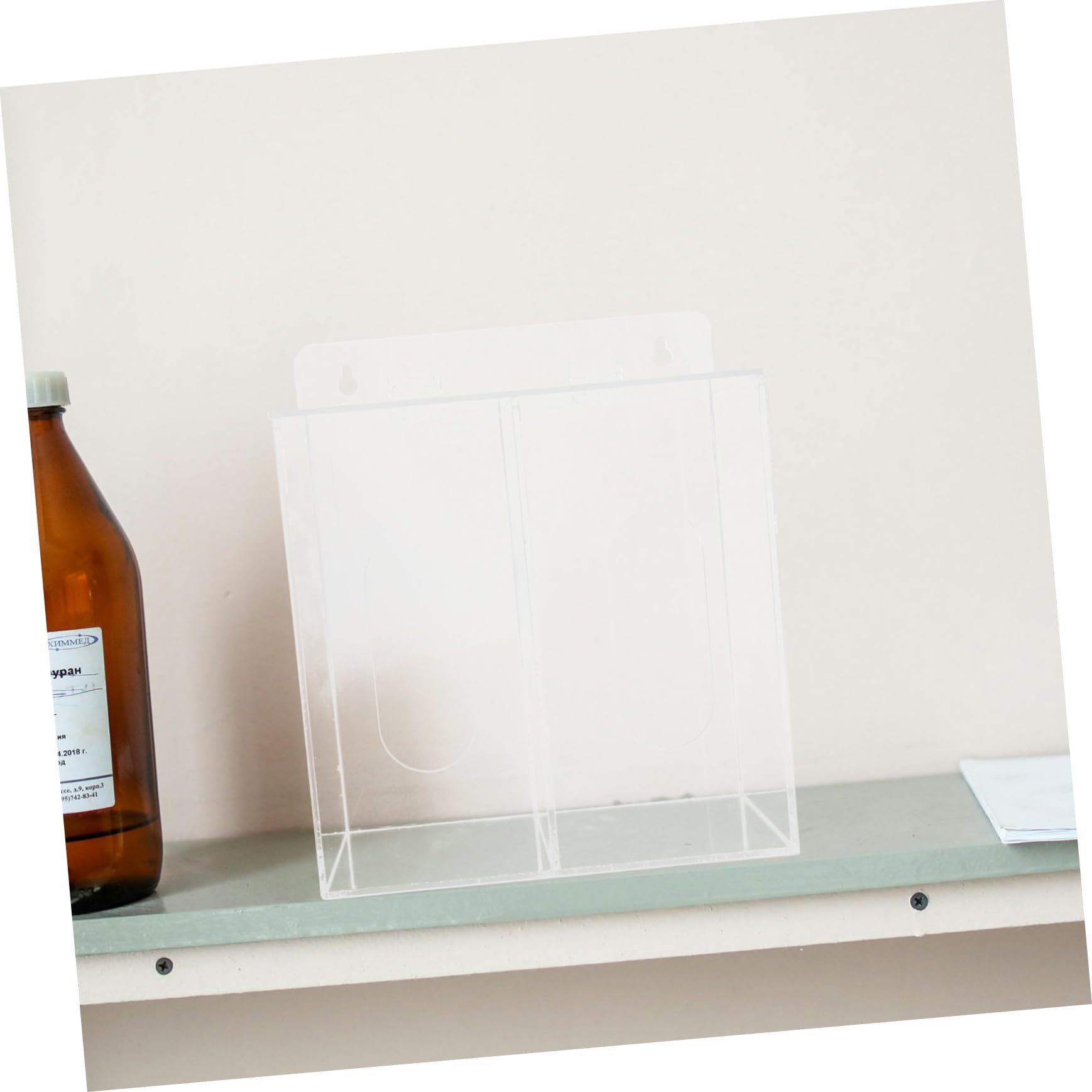 Distributeur Mural Facile à Charger pour Moufles et Masques en Acrylique et Favoriser L'hygiène avec Deux Compartiments en Laboratoires et Centres Médicaux