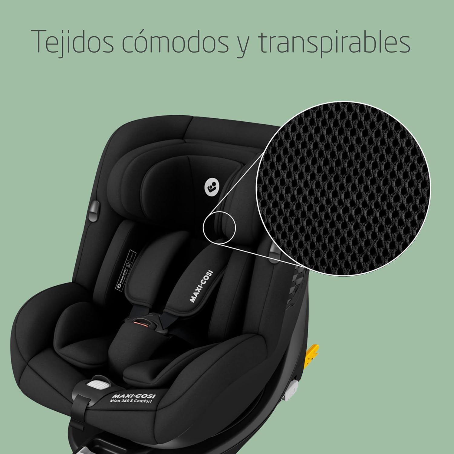 Maxi-Cosi Mica 360 S Comfort, Silla Coche 360 Giratoria, ISOFIX, 0-4 Años(40-105cm), Giro FlexiSpin, 5 Posiciones Reclinación, Protección G-CELL, Arnés Fácil Poner,Tejido Transpirable, Authentic Black
