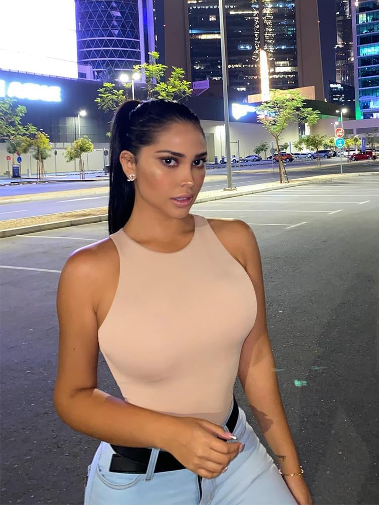 LCNBA Women's Sexy High Neck Sleeveless Bodysuit Basic Top Bodysuit Jumpsuit - Image 5