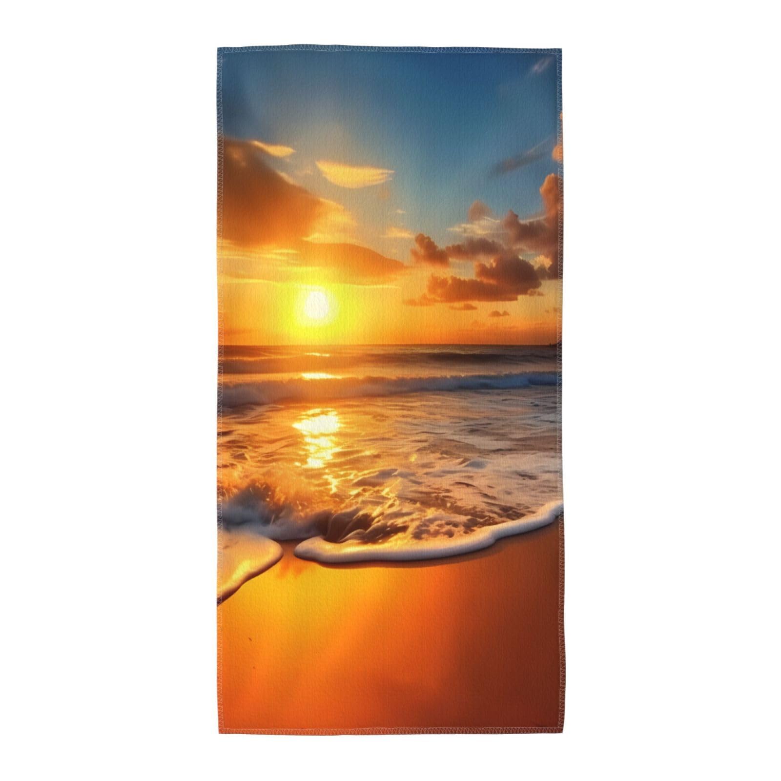 FekiLoot Absorbent Hand Towels 13.8"X27.5" Decorative Bathroom Towel Soft Microfiber Face Towel Sunset Beach Dish Kitchen Towels for Bathroom Kitchen Hotel Spa Bath Towels