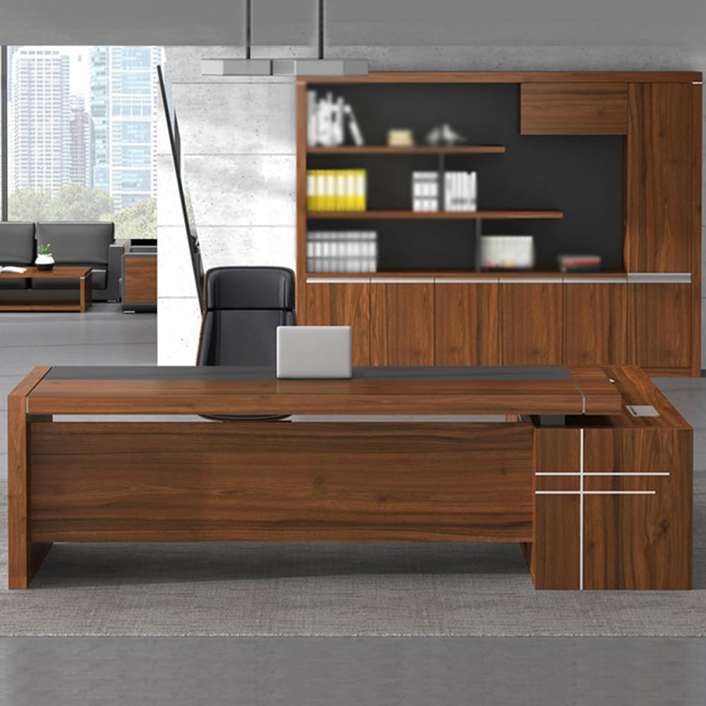 L-Shaped Executive Office Desk with Storage, Modern Manager Desk with CPU Stand & Cable Management,Large Supervisor Workstation for Home,No Chair (Left, L 110.24" × W 70.87" × W 39.37" × H 29.53")