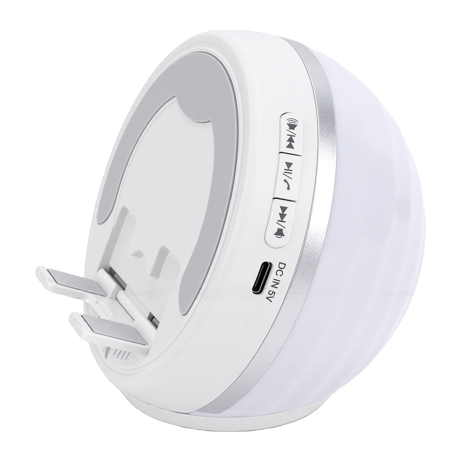 Altoparlante Wireless a Induzione con Luce Ambientale e Suono HiFi per Uso Domestico e in Ufficio - Supporto per Telefono Portatile - Bluetooth 5.3 2000mAh (WHITE)