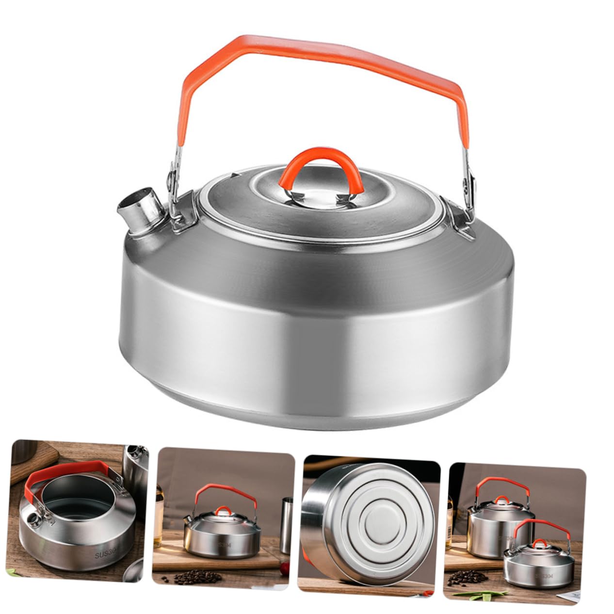 Happyyami Convenient Tea Kettle for Camping 304 Stainless Steel Outdoor Water Pot Tea Pot for Hiking
