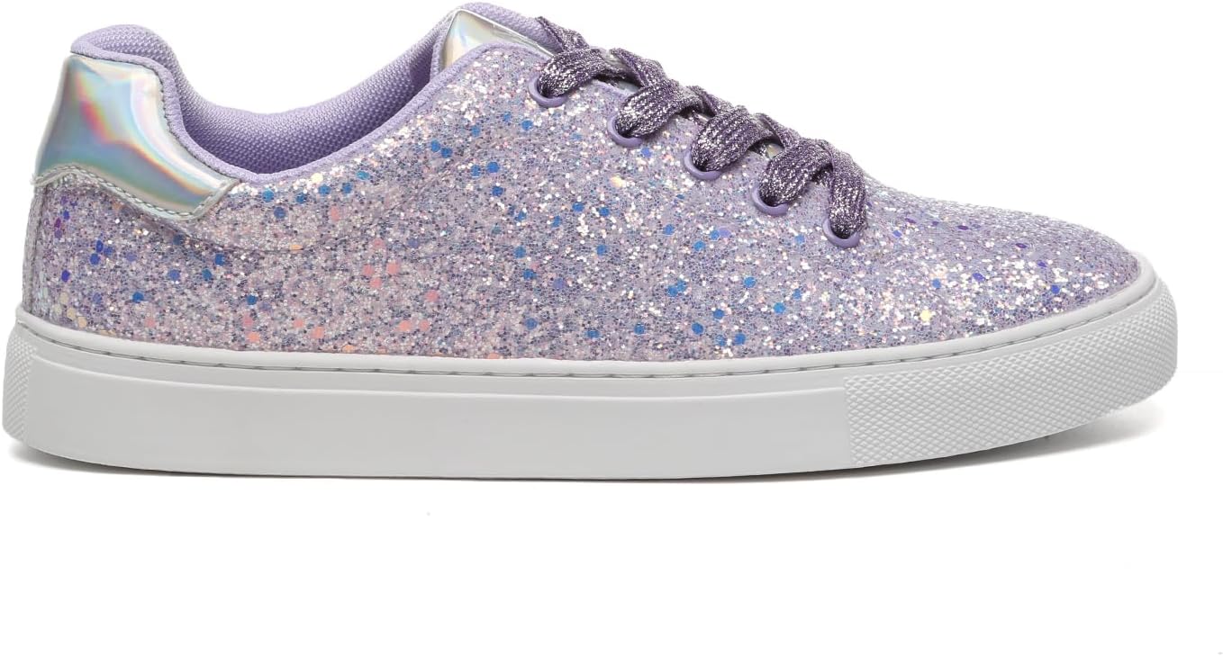 Bernal Women Glitter Sneakers Fashion Shiny Sparkle Sneakers Lightweight Rubber Outsole Non Slip Lace Up Walking Shoes - Image 3