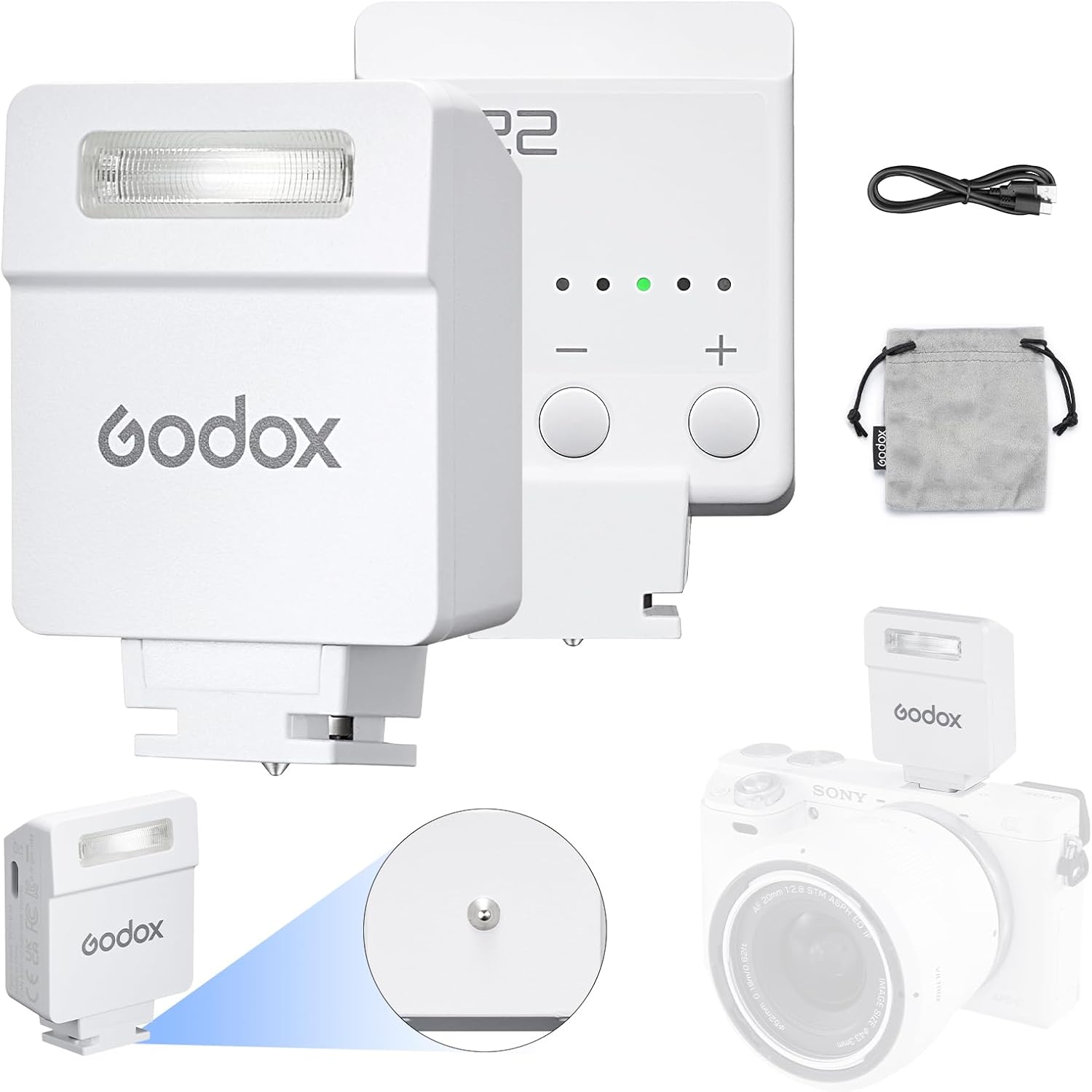 Godox iM22 Mini Flash 5 Power Levels 440 Full-Power IM 22 Small Camera Flashes Speedlite for Canon/Fuji/Sony zve10/Sony zv1/Nikon/Panasonic Olympus Pentax/3S Recycle (Godox iM22 White)