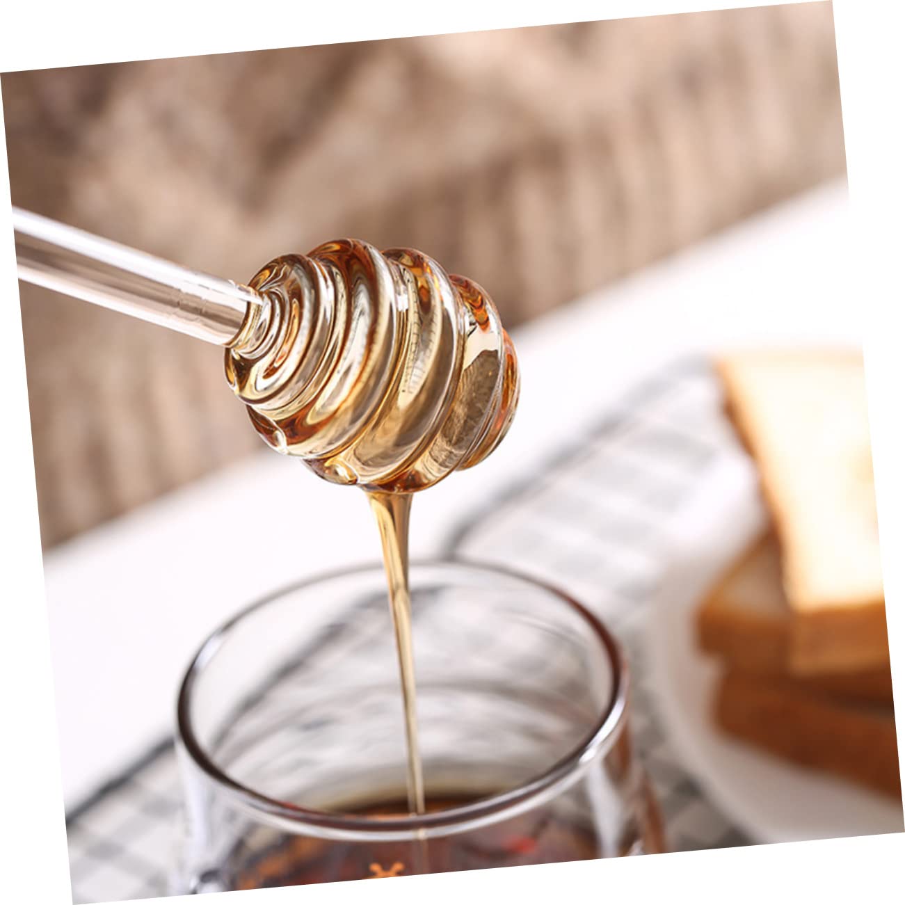 VOSAREA 2Pcs Stirring Sticks Plastic Coffee Mixing Sticks for Honey Syrup and Jam Dispensing Lightweight Design with Deep Grooves for Easy Use and No Spills