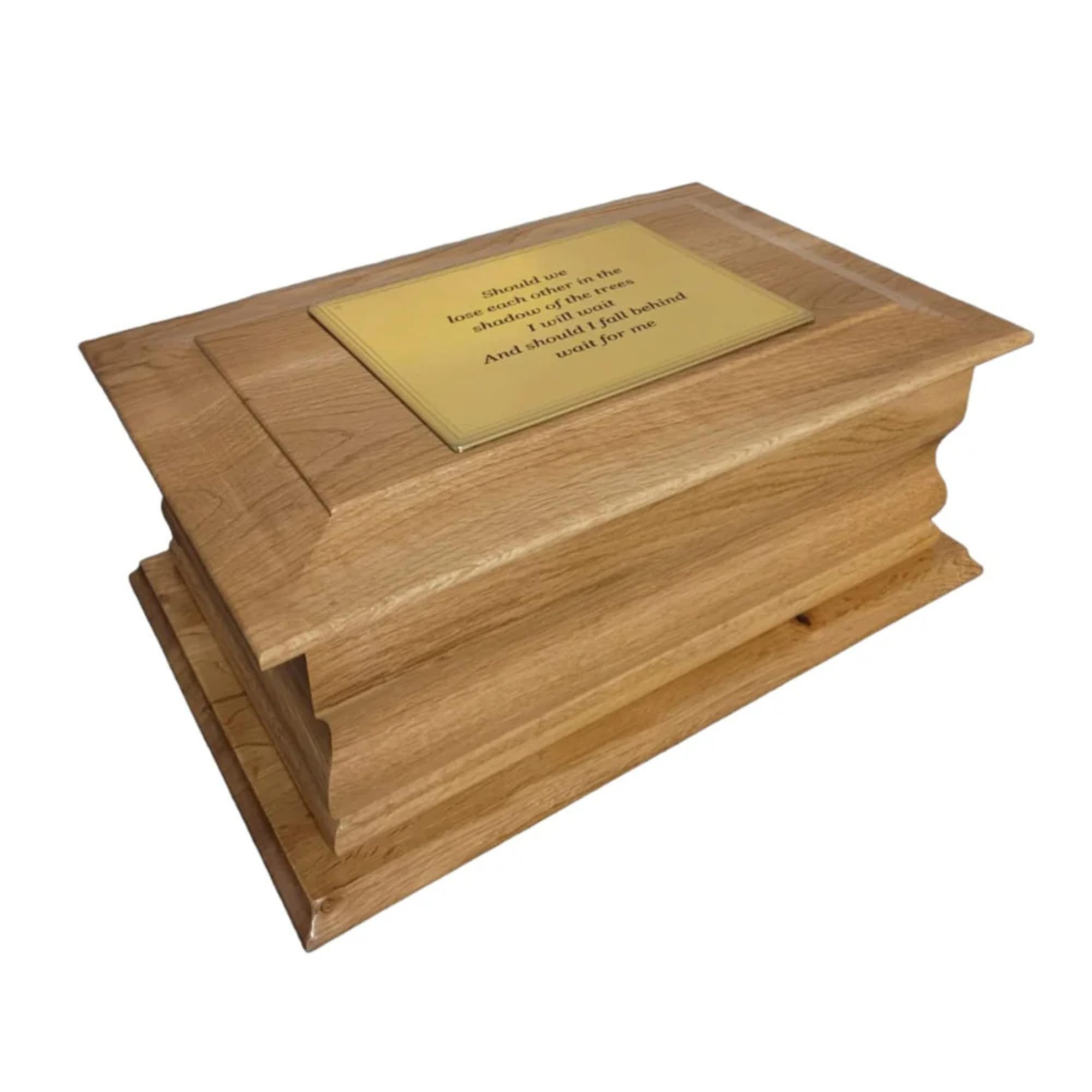 Serenity Urns Solid Double Large Adult Pet Male Female Child Ashes Cremation Casket With Free Engraved Brass Effect Plaque (Standard Oak)