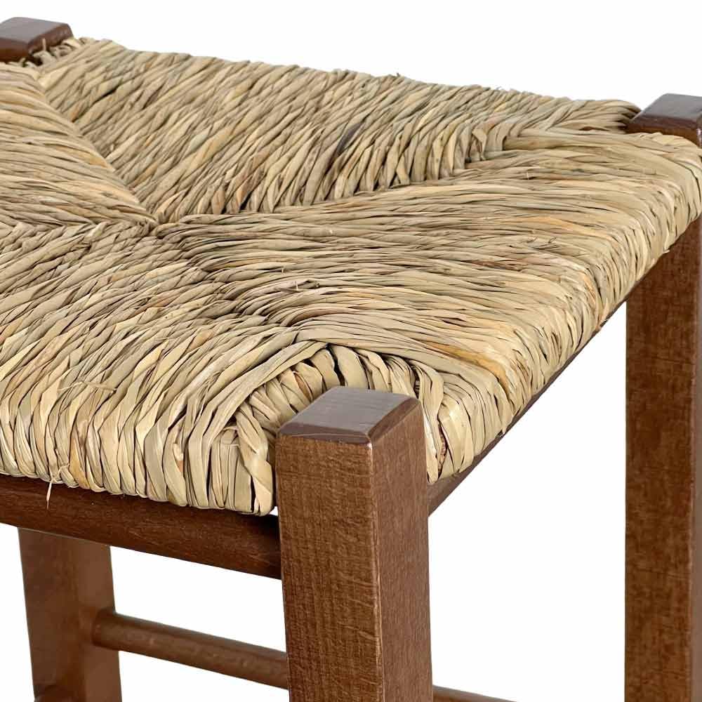 okaffarefatto maddaloni Taburete de madera con asiento de paja en color nogal, altura 47 cm desde el suelo hasta el asiento, ya montado, patas rectas
