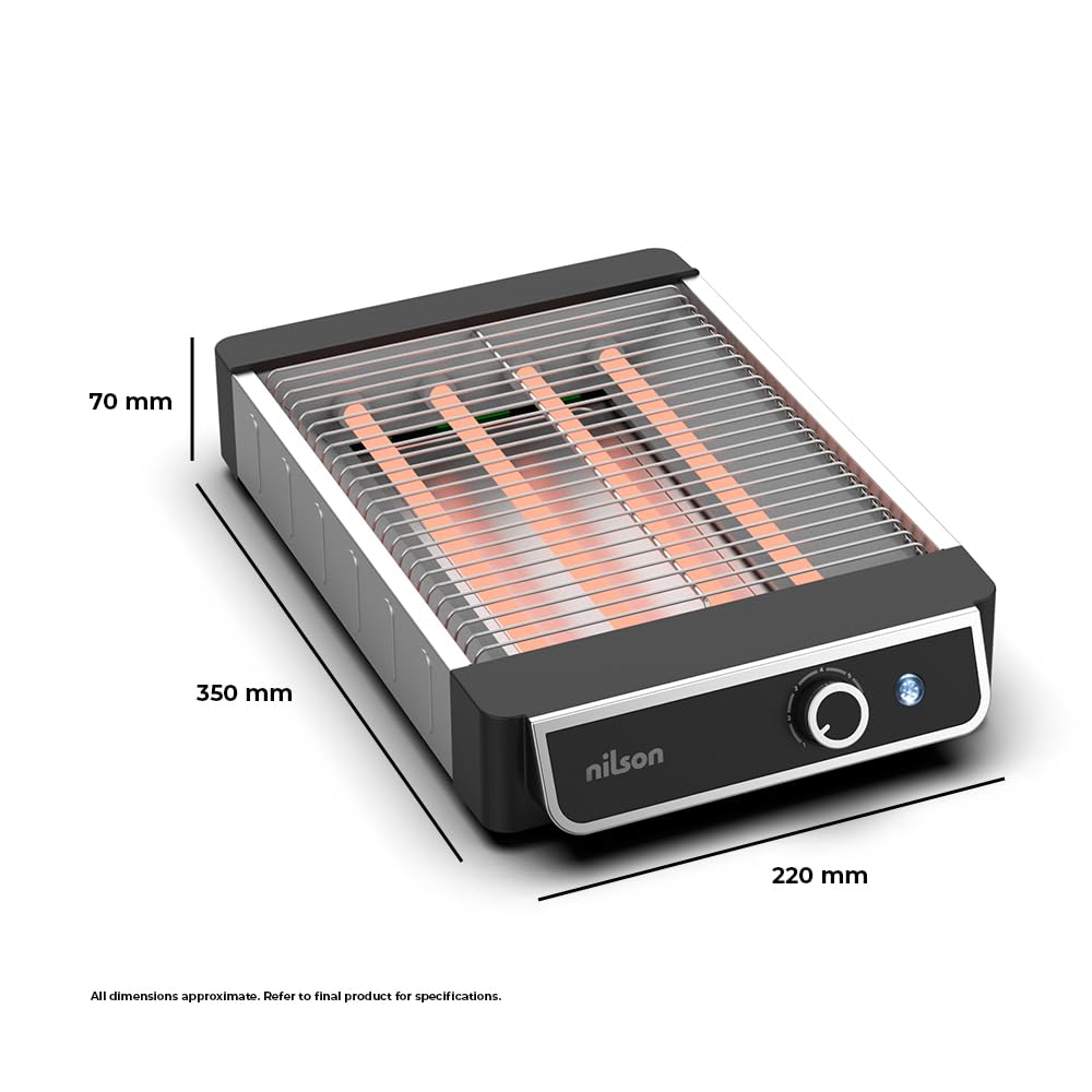 Tostador Plano de Pan, Horizontal, 1000 W, 6 Niveles de Tostado, Control Manual, Temporizador Digital, Tuesta y Cancela, Bandeja Recogemigas, Fácil Limpieza, NTS1000FL4, Cable 75 cm, Inox
