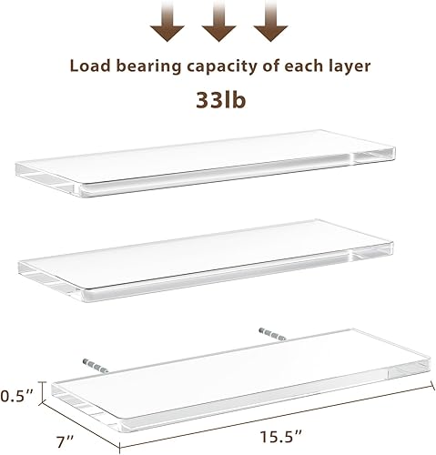 Miniatura 3 de Estantes flotantes de acrílico para pared, estante montado en la pared para almacenamiento y decoración, organizador de estantes flotantes para