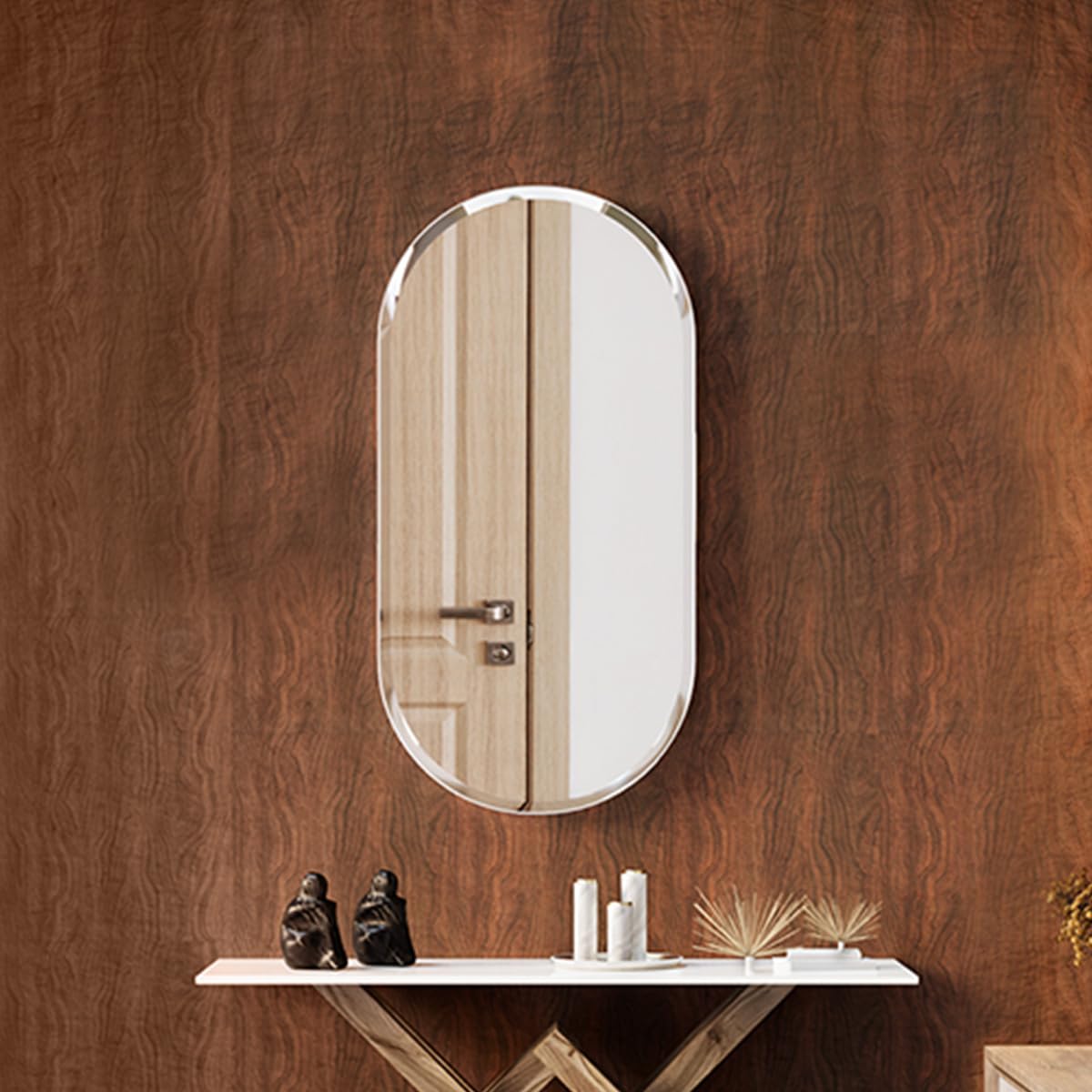 Kohler Essential Capsule Mirror for Wall | HD Reflection with 100% Silver Coating | Decorative Mirror for Bedroom/Living Room/Bathroom | Polished Chrome Aluminium Frame, 508 x 1016 mm