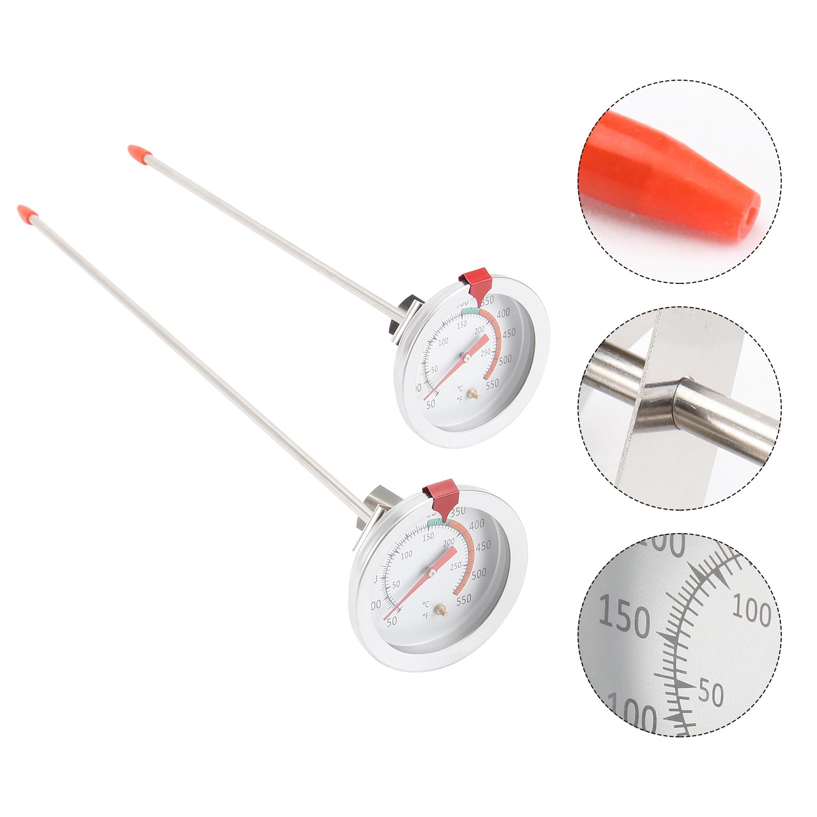 2piezas Termómetros De Acero Inoxidable Para Freidora y Horno Doméstico Con Clip Termómetro Resistente Al Calor Para Barbacoa y Para Cocina
