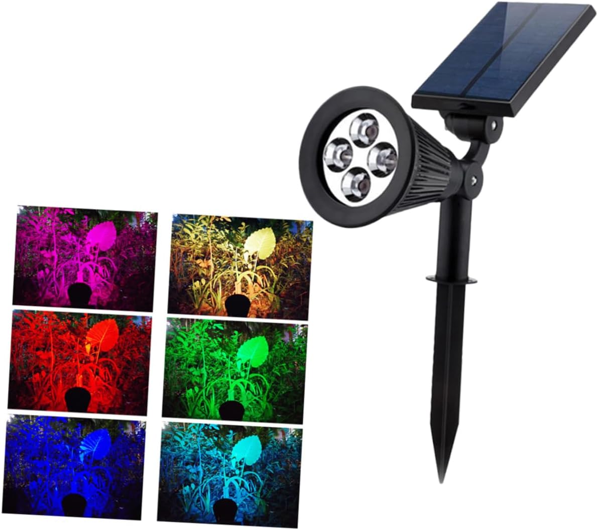 Lurrose 2 Pcs Solar Spotlights 4 LEDs Waterproof RGB Landscape Lights for Outdoor Lawn and Garden Ground Mount Design for Easy Installation